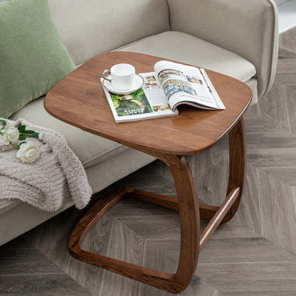 C-Shape Walnut Ash Movable End Table