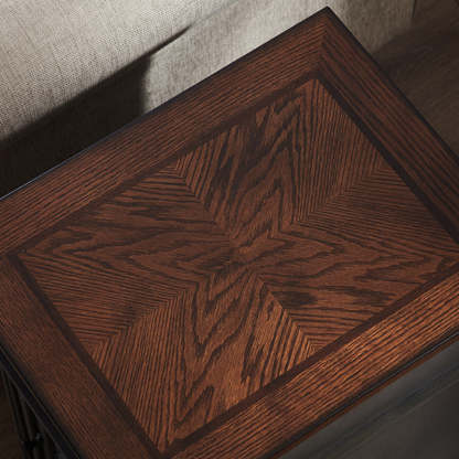 Retro Rubber Wood Fiberboard Rectangular Side Table 1-Drawer