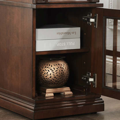 Retro Rubber Wood Fiberboard Rectangular Side Table 1-Drawer
