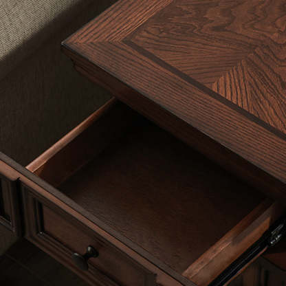 Retro Rubber Wood Fiberboard Rectangular Side Table 1-Drawer