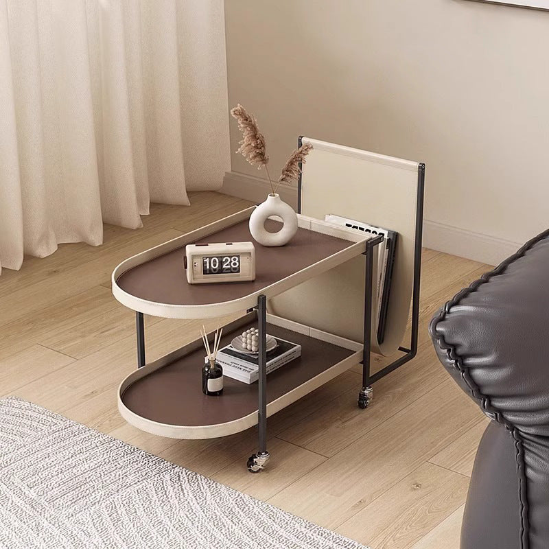Minimalist Leather Side Table 2-Tier