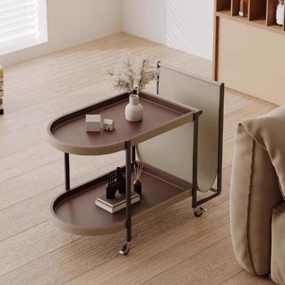 Minimalist Leather Side Table 2-Tier