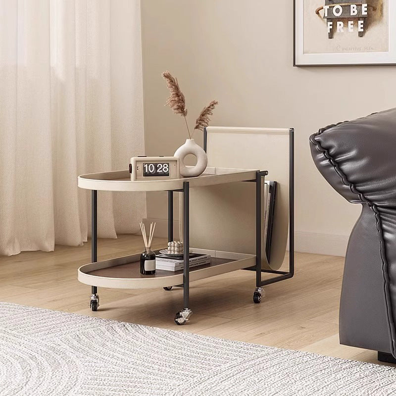 Minimalist Leather Side Table 2-Tier