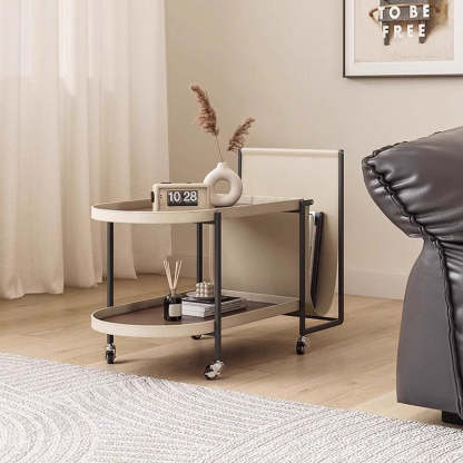 Minimalist Leather Side Table 2-Tier