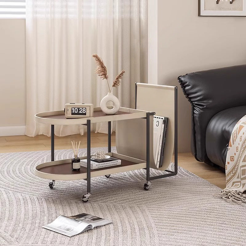 Minimalist Leather Side Table 2-Tier