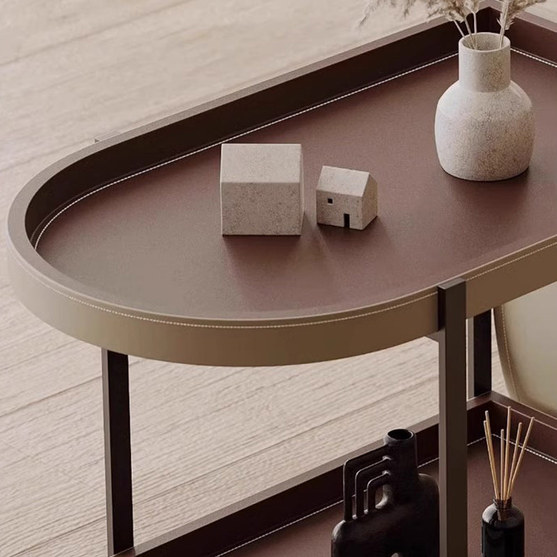 Minimalist Leather Side Table 2-Tier