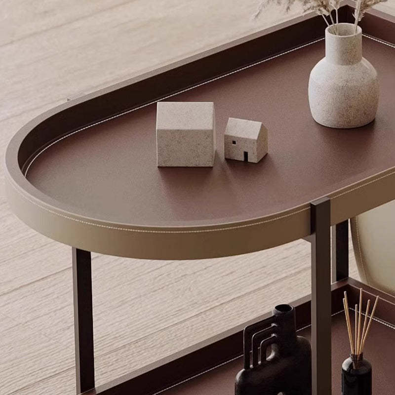 Minimalist Leather Side Table 2-Tier