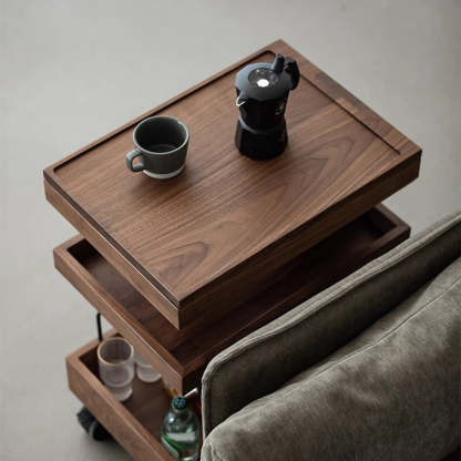 Minimalist Walnut Steel Side Table
