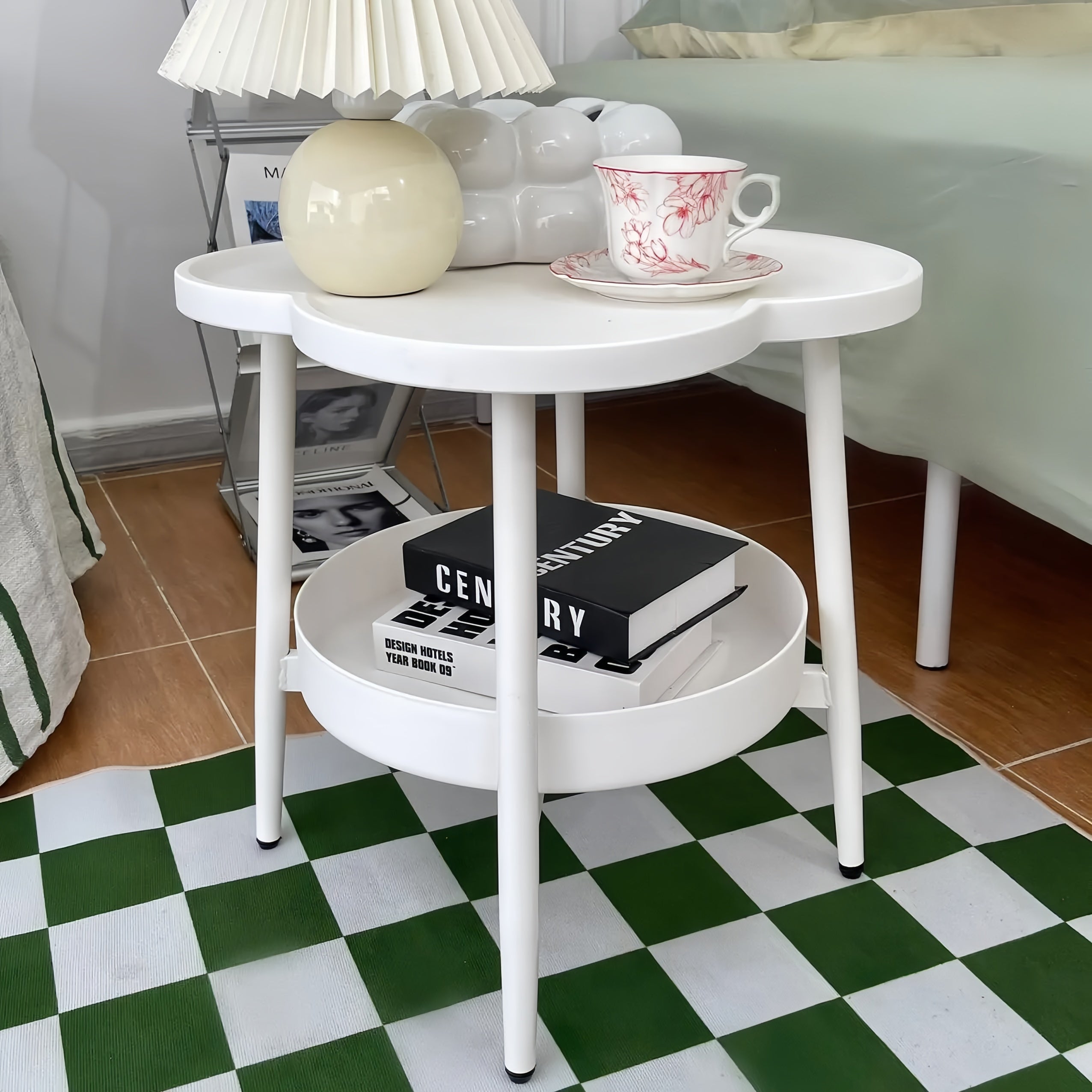 Scandinavian Steel Plastic End Table 2-Tier