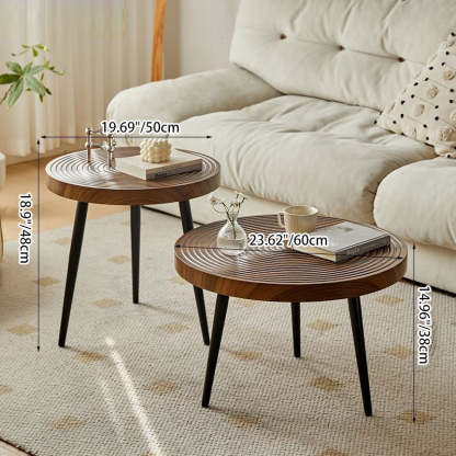 Contemporary Annual Rings Iron Coffee Table — Walnut Color