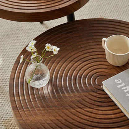 Contemporary Annual Rings Iron Coffee Table — Original Wood Color