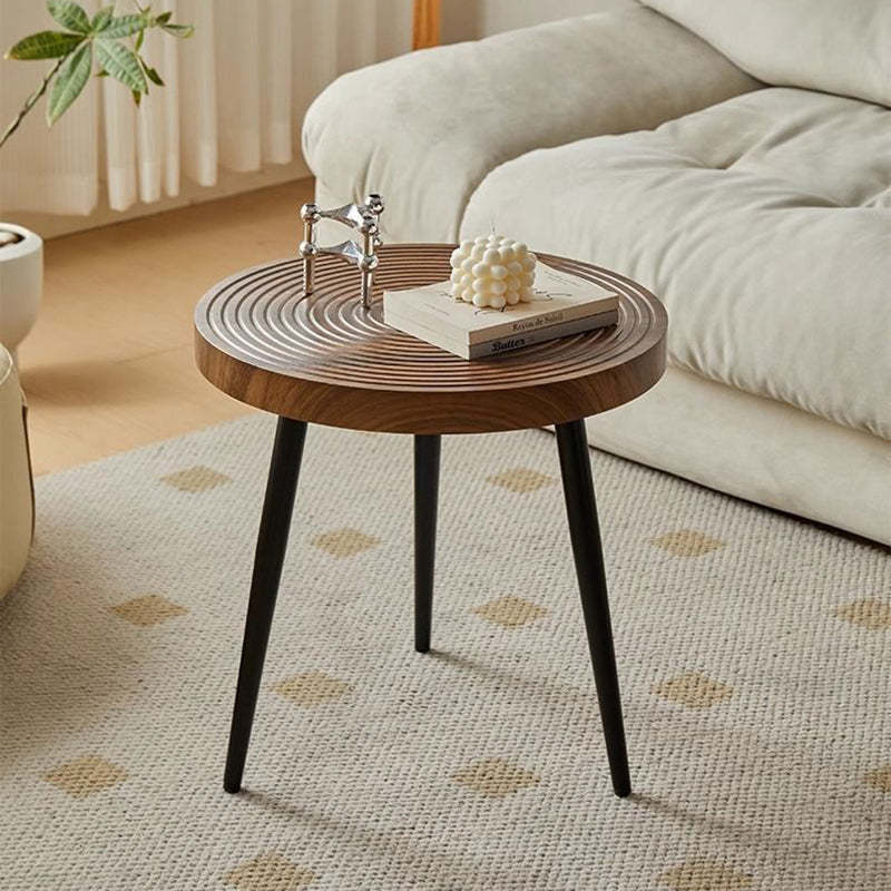 Contemporary Annual Rings Iron Coffee Table — Walnut Color