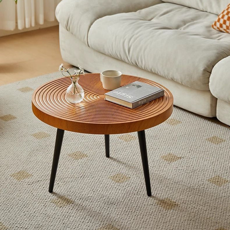 Contemporary Annual Rings Iron Coffee Table — Original Wood Color