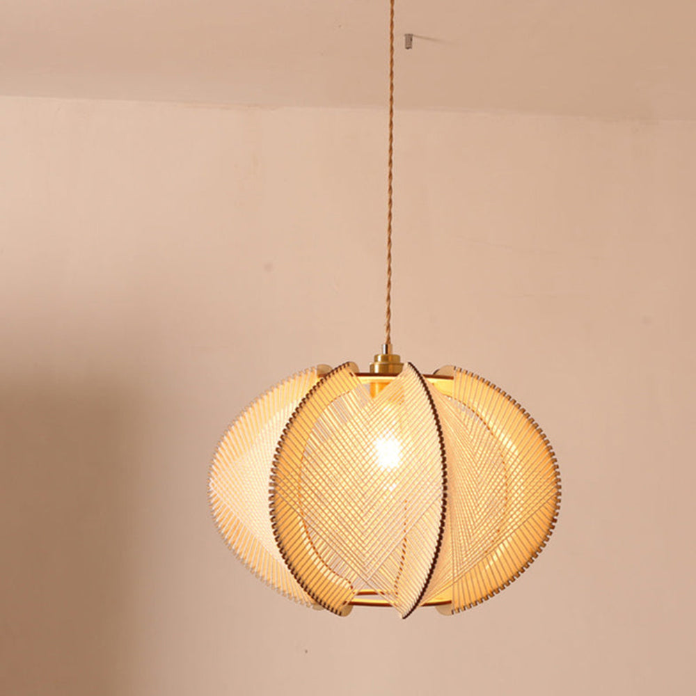Retro Wooden Pendant Light Irregular Living Room Lamp