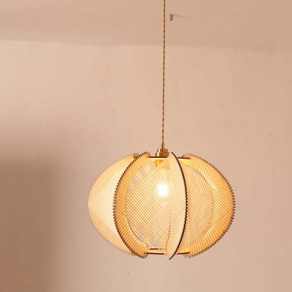Retro Wooden Pendant Light Irregular Living Room Lamp