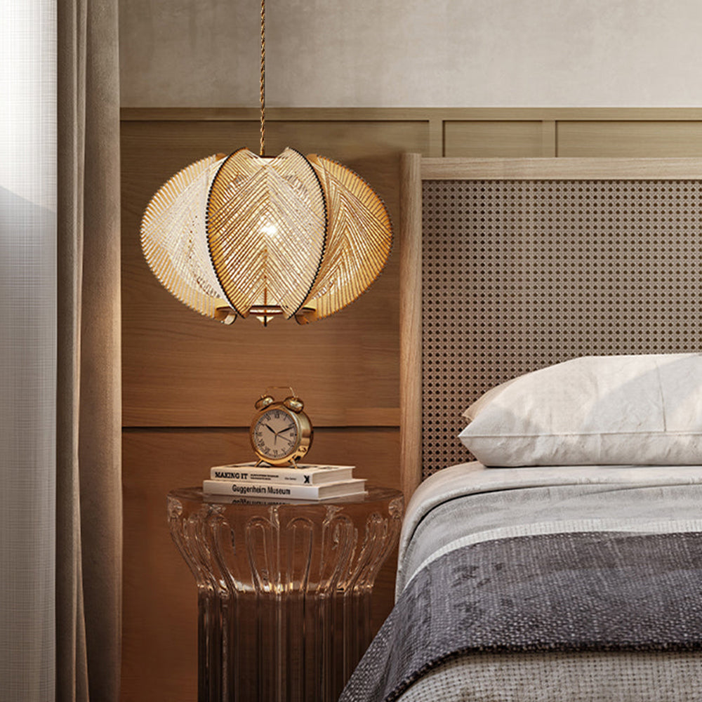 Retro Wooden Pendant Light Irregular Living Room Lamp