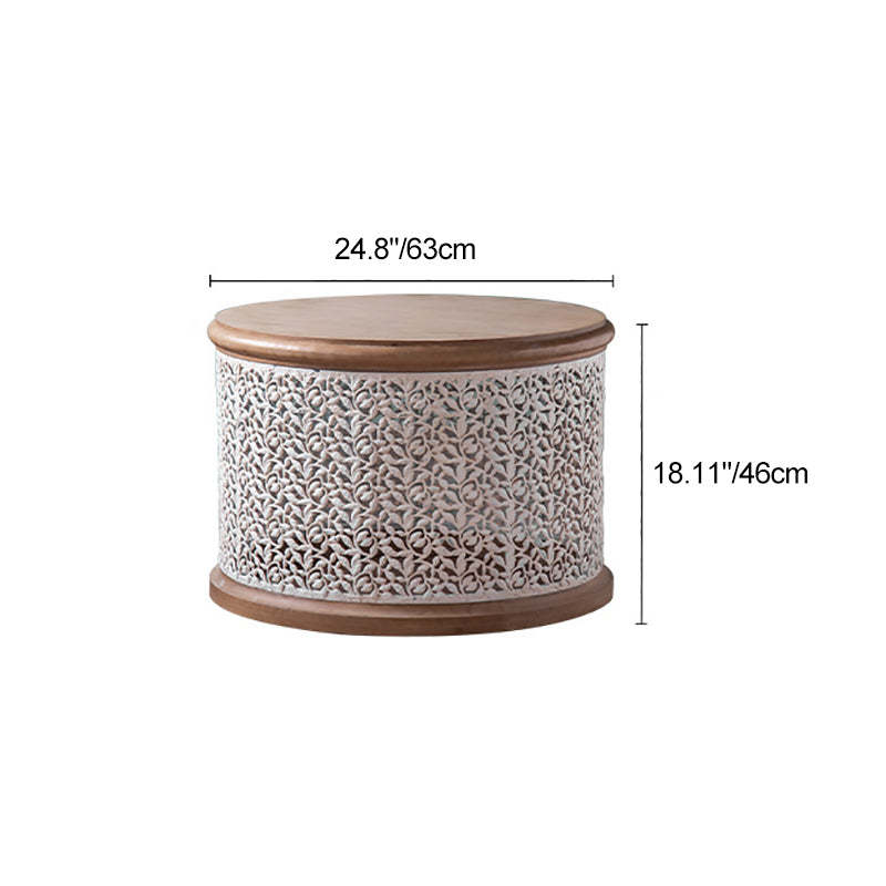 French Mesh Cylinder Pine Iron Side Table