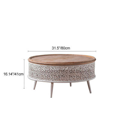 French Mesh Cylinder Pine Iron Side Table