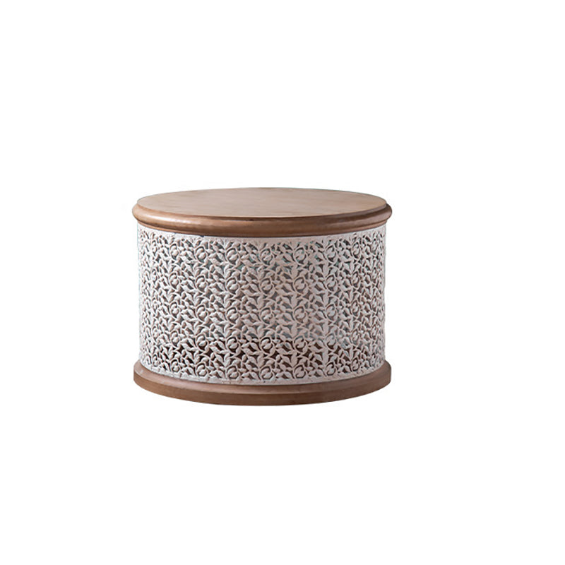 French Mesh Cylinder Pine Iron Side Table