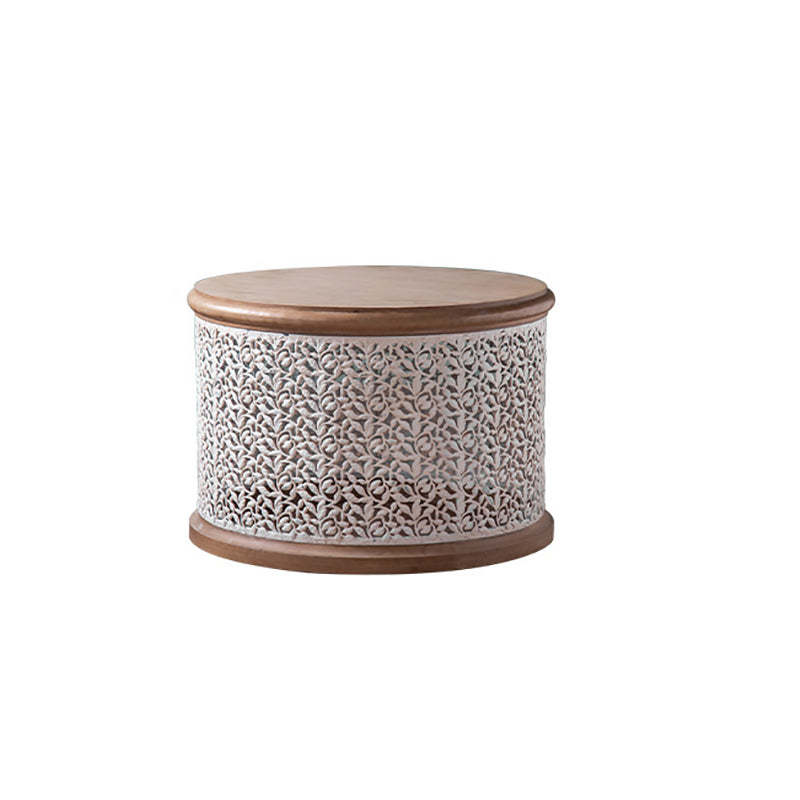 French Mesh Cylinder Pine Iron Side Table