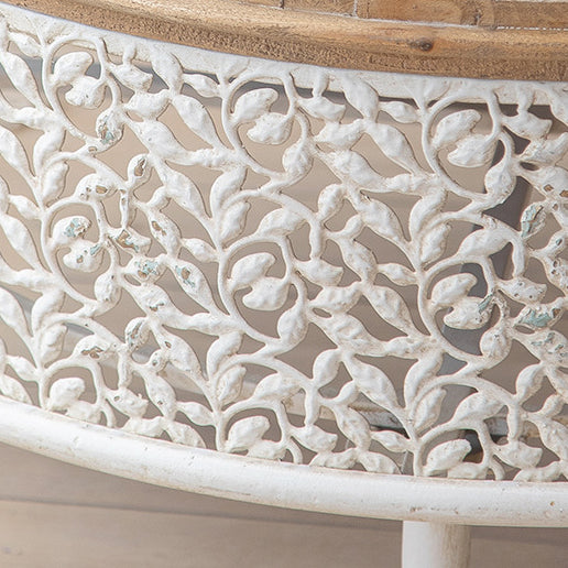 French Mesh Cylinder Pine Iron Side Table