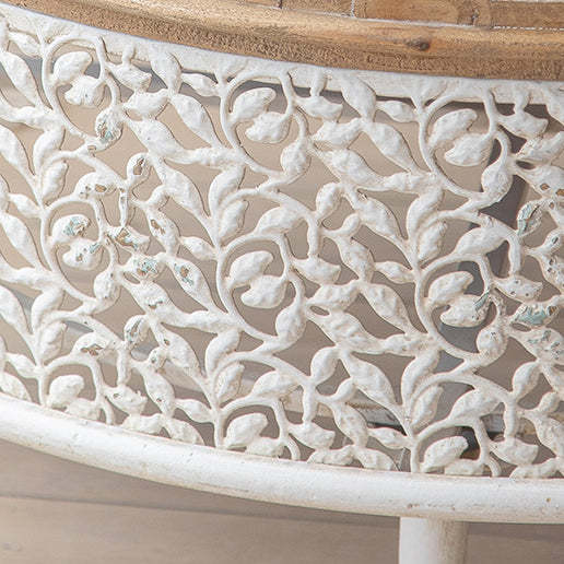 French Mesh Cylinder Pine Iron Side Table