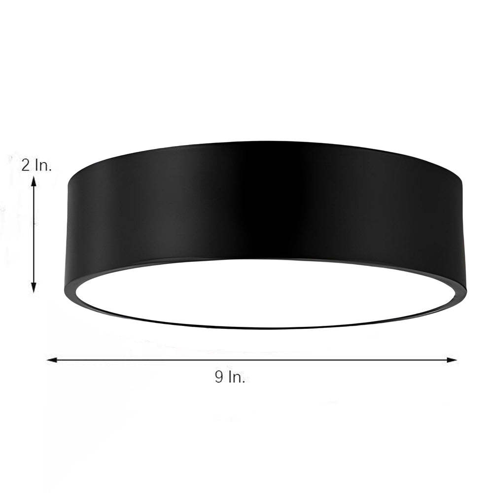 Thick Cylindrical Black Modern LED Flush Mount