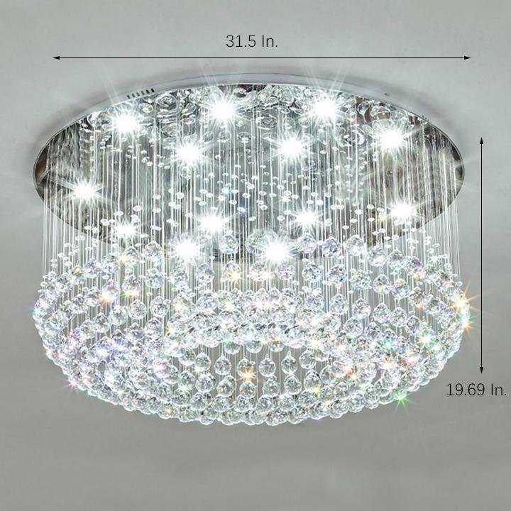 Glass-cicles Crystal LED Chandelier Drum Flush Mount Chandelier-Lighom