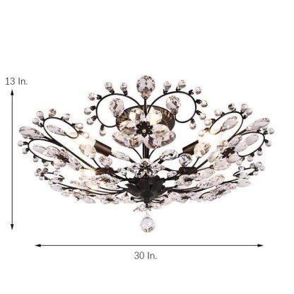 6-light Crystal Flower LED Modern Chandeliers Flush Mount Ceiling Light-Lighom