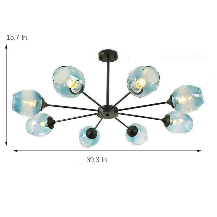 Classic Sputnik Chandelier Metal See Glass Chandeliers with 8 LED Lights-Lighom