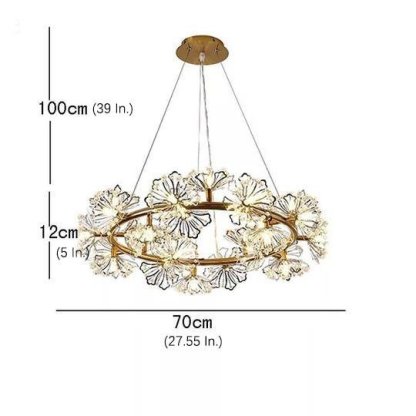 Circle Flower Design Electroplated Metal Crystal Classic Chandeliers-Lighom