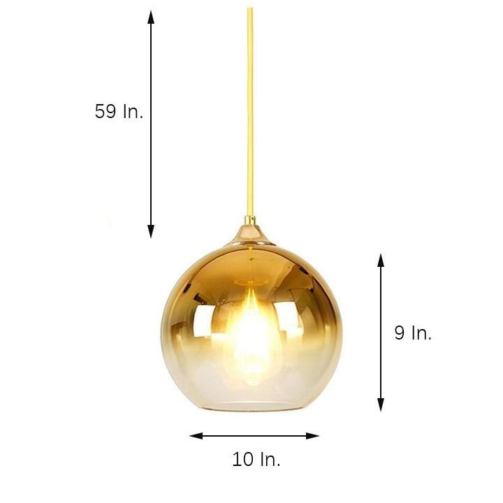 Gradient Glass Metal Globe Kitchen Island Pendant