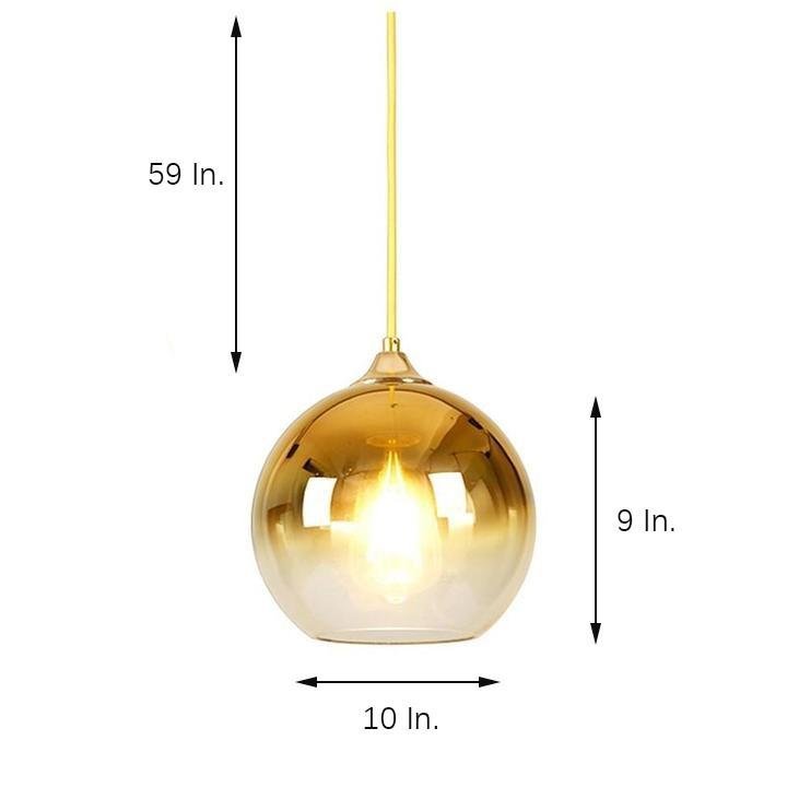 Gradient Glass Metal Globe Kitchen Island Pendant