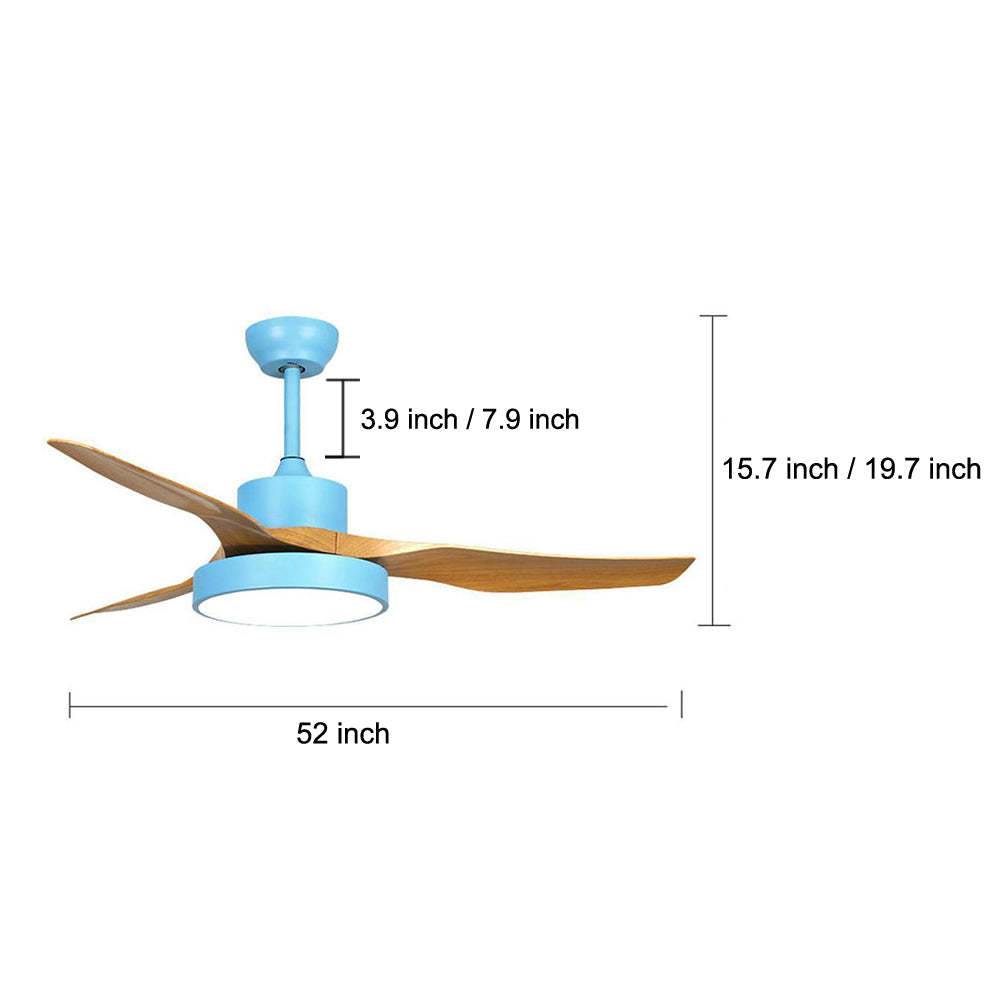 3-Blade Rustic Ceiling Fans with LED Light-Lighom