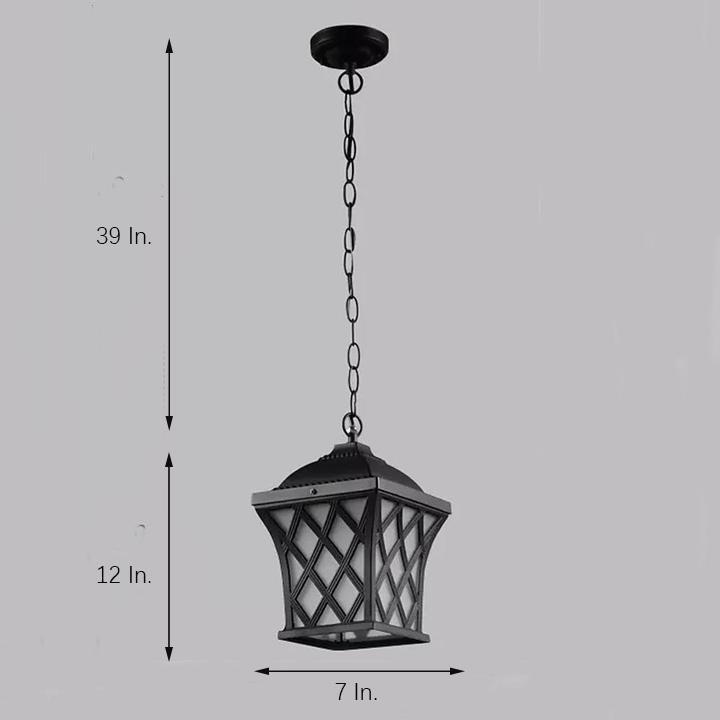 Plated Metal Glass Lantern Traditional Pendant