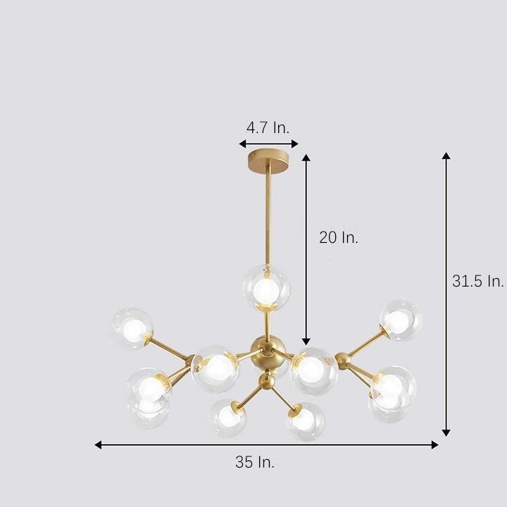Radiant Beauty 12- Light Sputnik Semi Flush Fixture Chandelier-Lighom