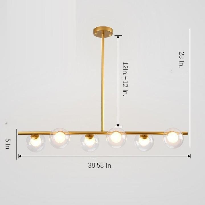 Black metal glass sphere 6-bulb chandeliers - modern