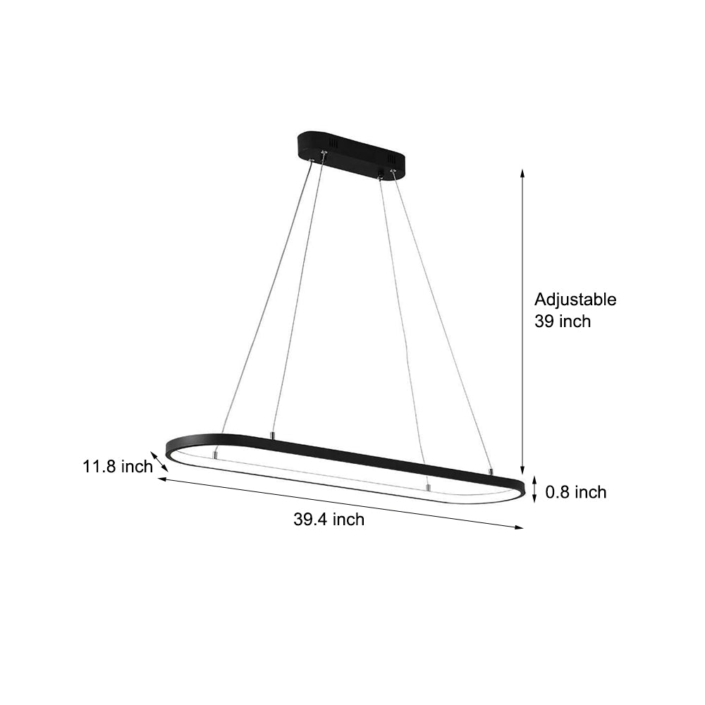 Rounded Rectangular Design Chandeliers Aluminum Silica Gel Island Ceiling Light-Lighom