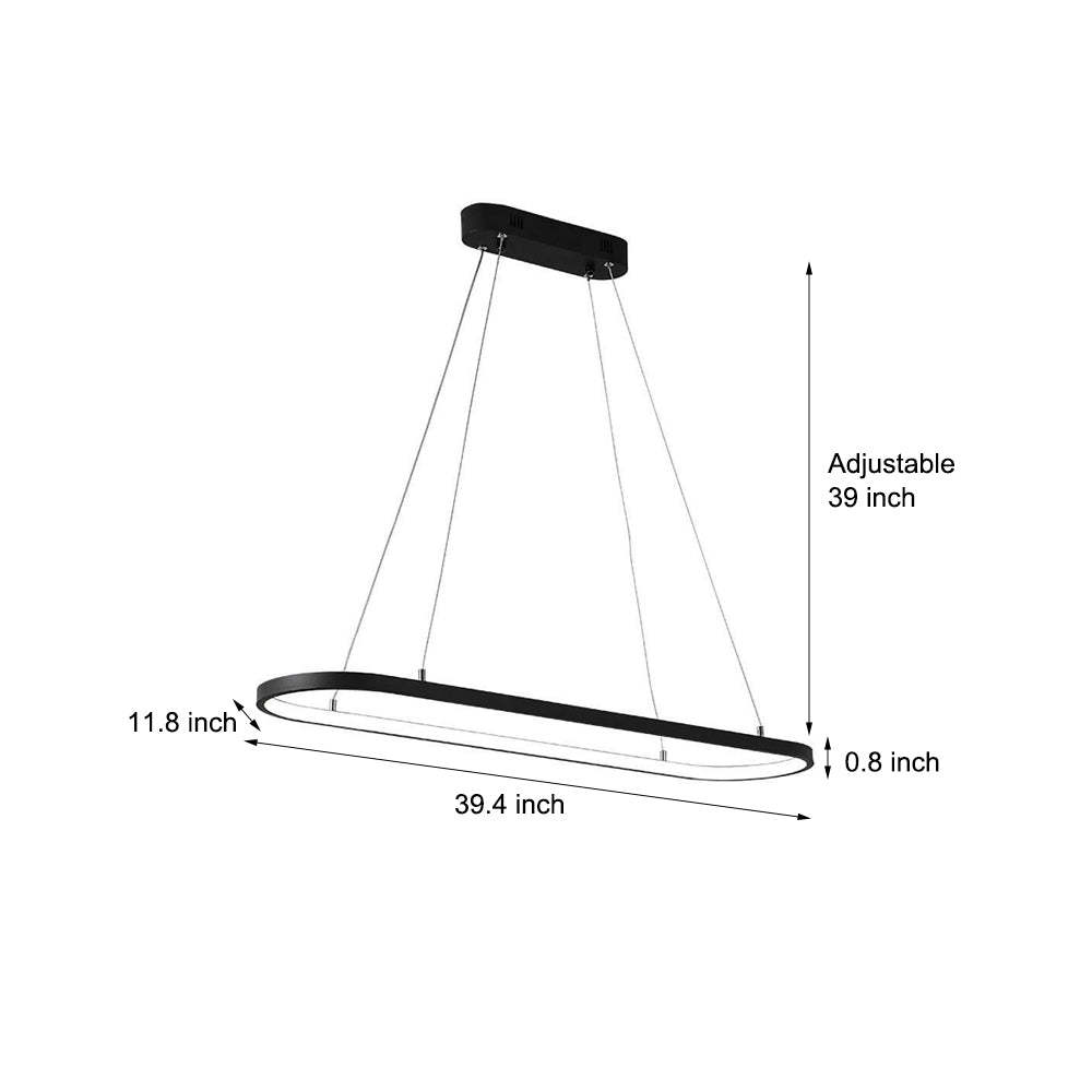 Rounded Rectangular Design Chandeliers Aluminum Silica Gel Island Ceiling Light-Lighom