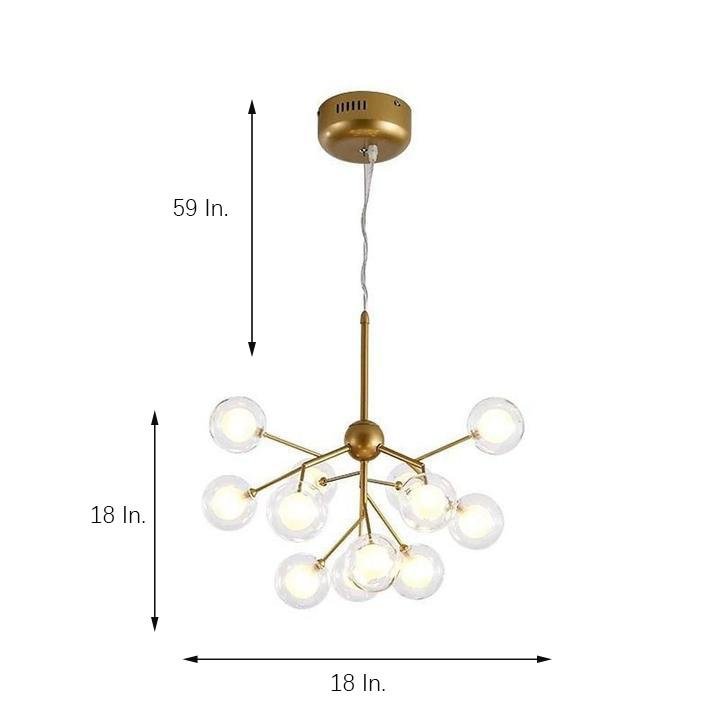 Sputnik Cluster Chandelier Light Metal Glass LED Chandelier 12 Bulbs-Lighom