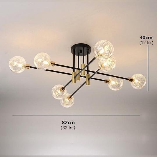 8-light Electroplated Metal Glass LED Modern Flush Mount Lighting-Lighom