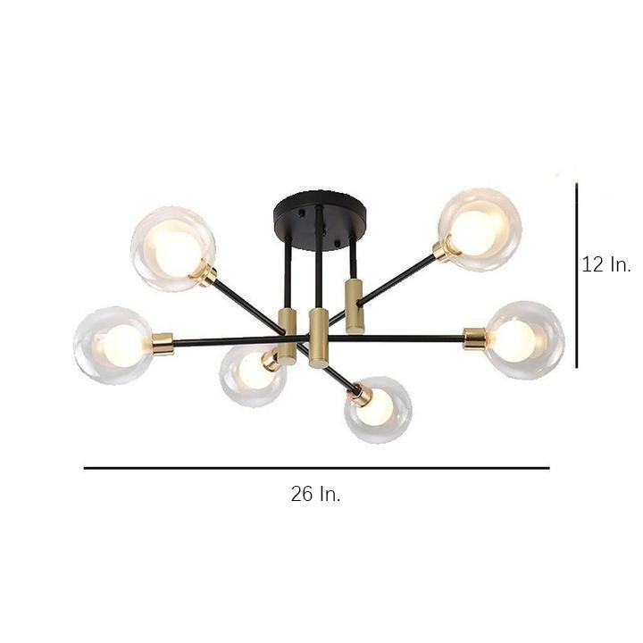 Modern Metal Glass Sputnik LED Flush Mount Ceiling Light