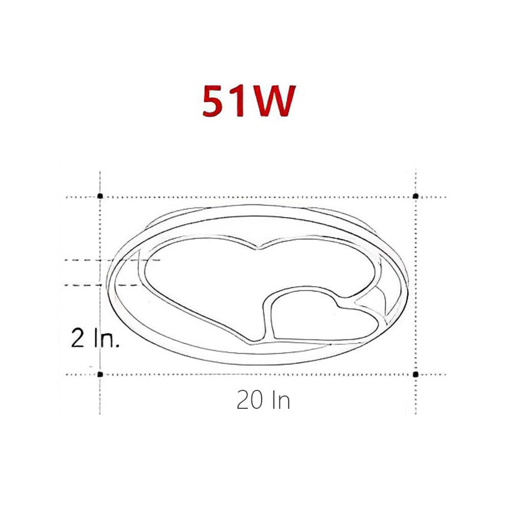 2-Heart Circle Dimmable LED Modern Flush Mount with Remote