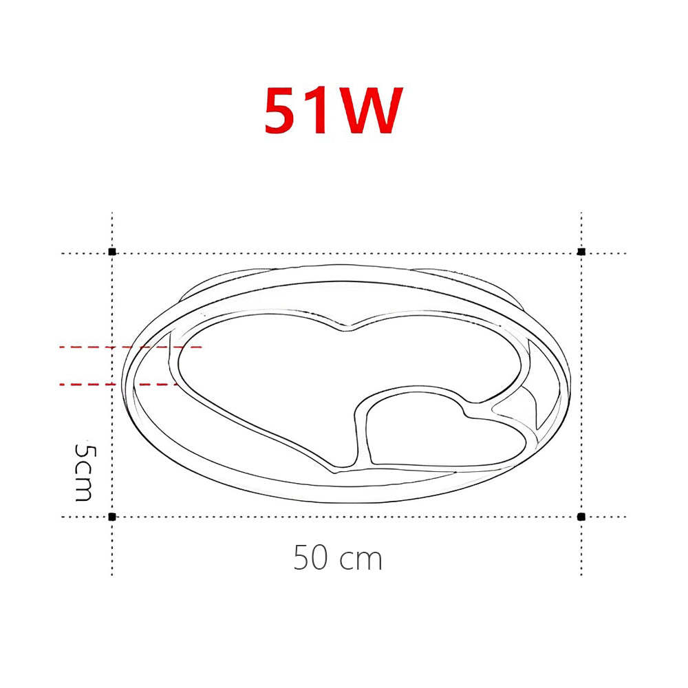 2-Heart Circle Dimmable LED Modern Flush Mount with Remote