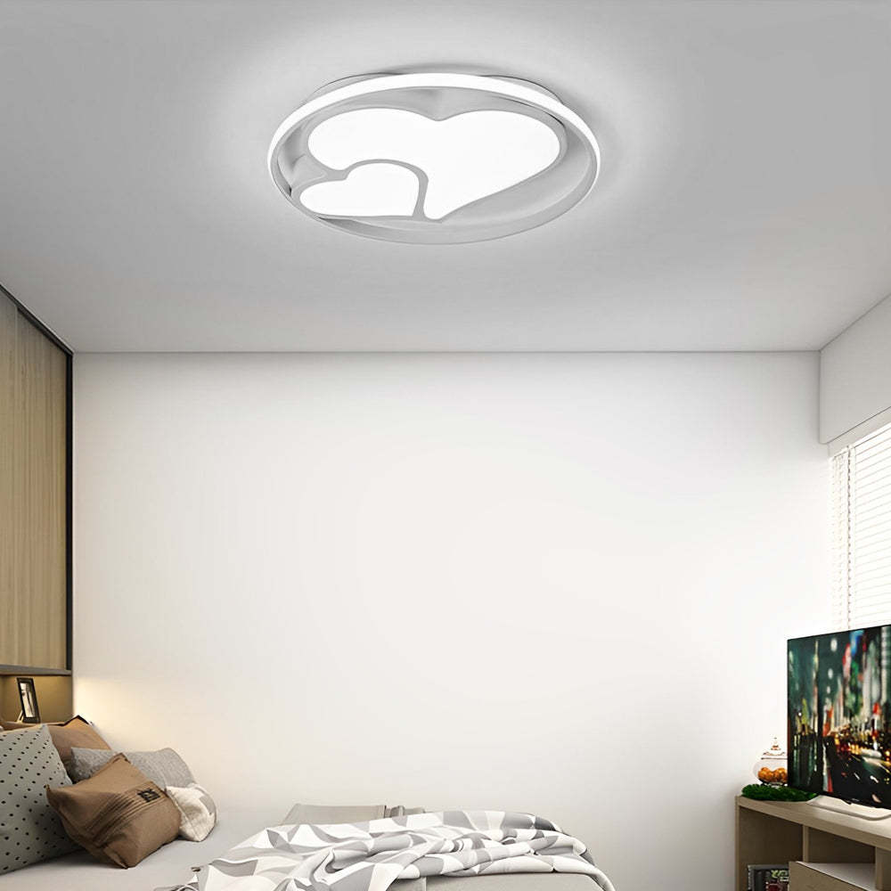2-Heart Circle Dimmable LED Modern Flush Mount with Remote