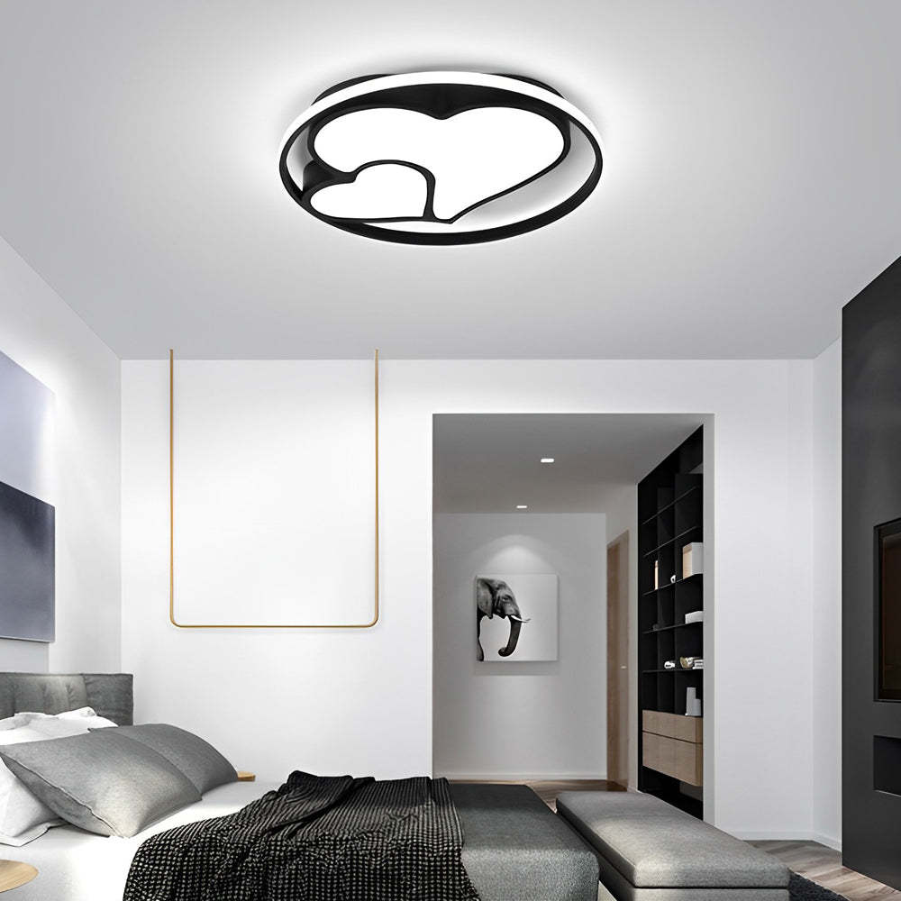2-Heart Circle Dimmable LED Modern Flush Mount with Remote