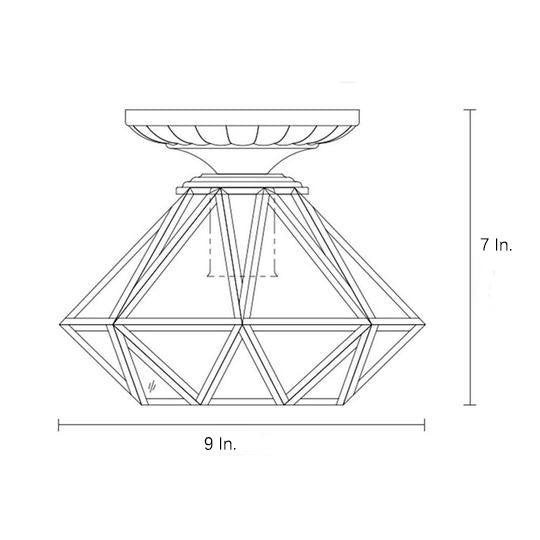 Vintage Flush Mount Ceiling Light Lantern Metal Glass Industrial Light-Lighom