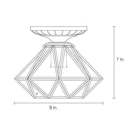Vintage Flush Mount Ceiling Light Lantern Metal Glass Industrial Light-Lighom