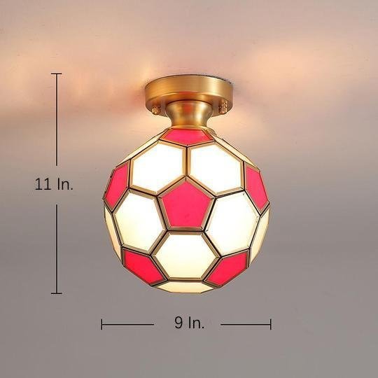 Football Copper Glass Modern Flush Mount Light