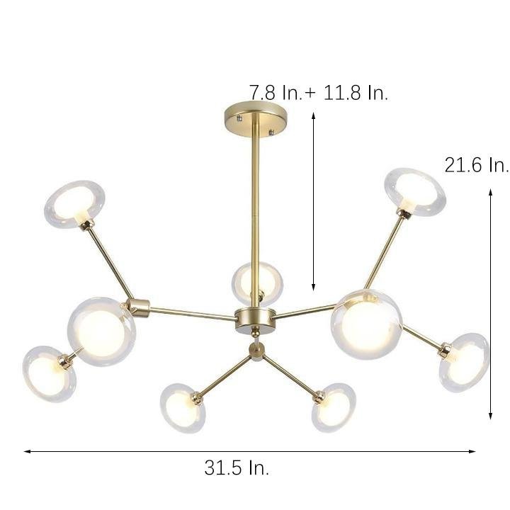 9-light Glass LED Nordic Sputnik Chandeliers Hanging Ceiling Lights-Lighom